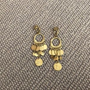 Long gold clip on earrings